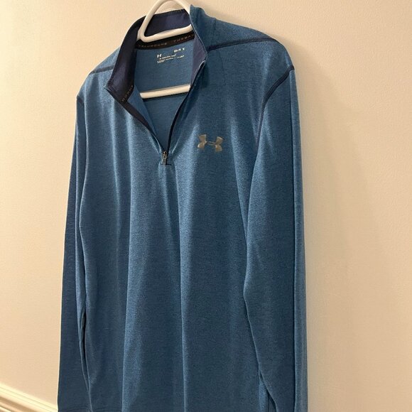 Under Armour Men's Long Sleeve Quarter Zip Shirt, Medium, Blue - Picture 2 of 8